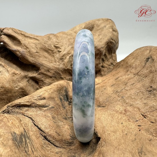 【肌容雪】天然緬甸A貨藍紫飄花翡翠正圈手鐲 編號413(鐲圍58.6mm#18.5號)