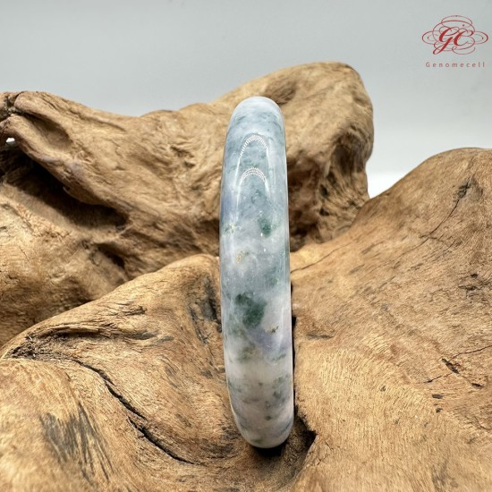 【肌容雪】天然緬甸A貨藍紫飄花翡翠正圈手鐲 編號413(鐲圍58.6mm#18.5號)