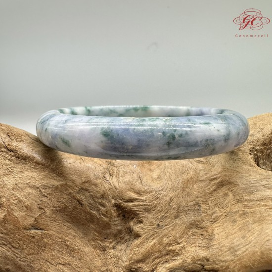 【肌容雪】天然緬甸A貨藍紫飄花翡翠正圈手鐲 編號413(鐲圍58.6mm#18.5號)