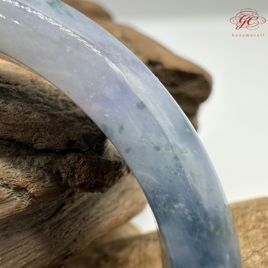 【肌容雪】天然緬甸A貨藍紫飄花翡翠正圈手鐲 編號413(鐲圍58.6mm#18.5號)