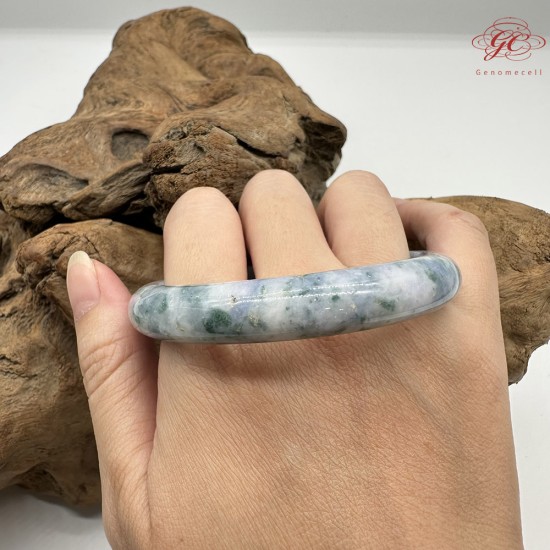 【肌容雪】天然緬甸A貨藍紫飄花翡翠正圈手鐲 編號413(鐲圍58.6mm#18.5號)