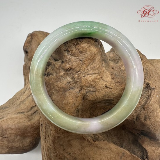【肌容雪】天然緬甸A貨冰春帶彩翡翠正圈手鐲 編號435(鐲圍57.4mm#18號)