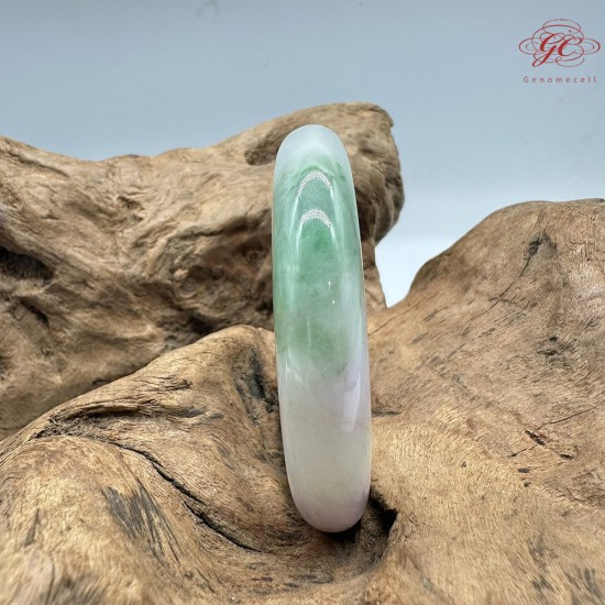 【肌容雪】天然緬甸A貨冰春帶彩翡翠正圈手鐲 編號435(鐲圍57.4mm#18號)