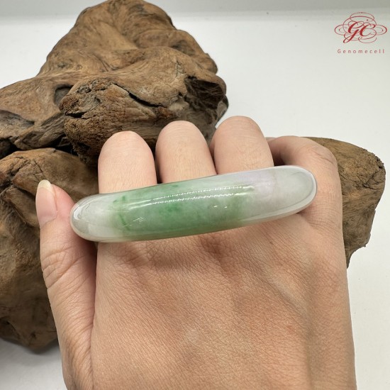 【肌容雪】天然緬甸A貨冰春帶彩翡翠正圈手鐲 編號435(鐲圍57.4mm#18號)