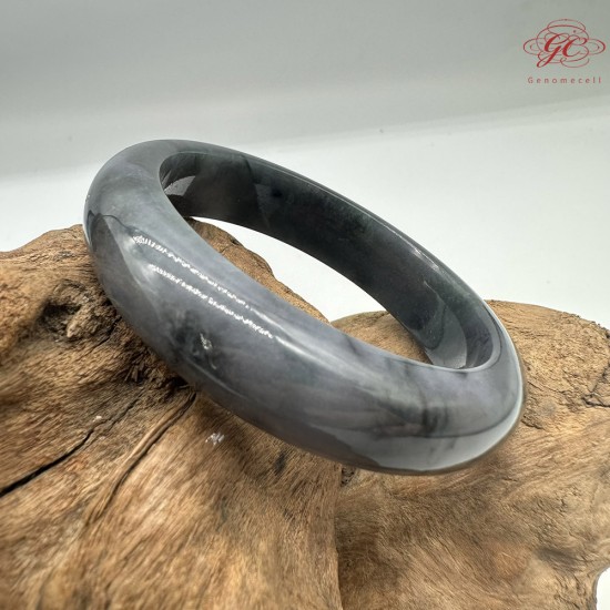 【肌容雪】天然緬甸A貨烏雞翡翠正圈手鐲 編號436(鐲圍54.7mm#17號)