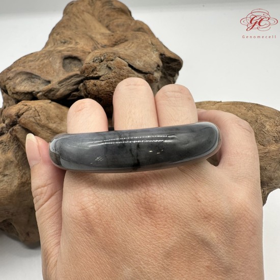 【肌容雪】天然緬甸A貨烏雞翡翠正圈手鐲 編號436(鐲圍54.7mm#17號)