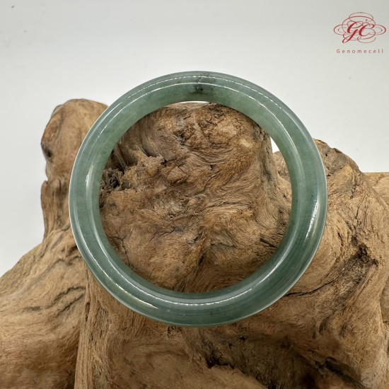 【肌容雪】天然緬甸A貨冰孔雀藍翡翠圓條手鐲 編號437(鐲圍55.0mm#17.5號)