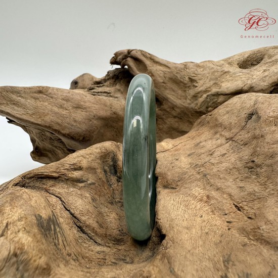 【肌容雪】天然緬甸A貨冰孔雀藍翡翠圓條手鐲 編號437(鐲圍55.0mm#17.5號)