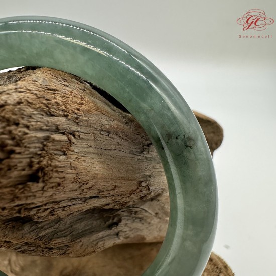 【肌容雪】天然緬甸A貨冰孔雀藍翡翠圓條手鐲 編號437(鐲圍55.0mm#17.5號)