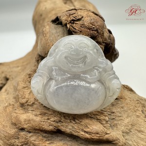 【肌容雪】天然緬甸A貨翡翠白月光彌勒佛吊墜 編號466