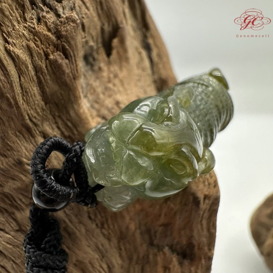 【肌容雪】天然緬甸A貨藍水灑金翡翠老虎造型吊飾 編號467