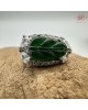 【肌容雪】天然緬甸A貨冰蠟綠翡翠開枝散葉造型耳針 編號483
