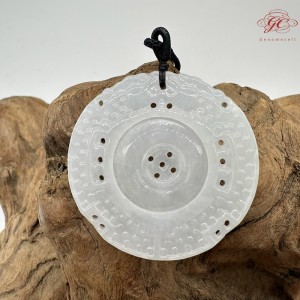 【肌容雪】天然緬甸A貨白翡翠如意運轉吊墜繩 編號488
