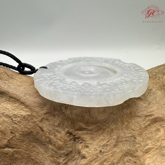 【肌容雪】天然緬甸A貨白翡翠如意運轉吊墜繩 編號488