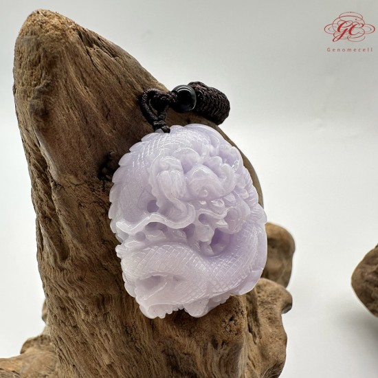 【肌容雪】天然緬甸A貨紫翡翠龍雕造型吊飾 編號491