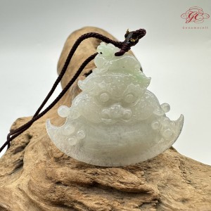 【肌容雪】天然緬甸A貨冰翡翠招財辟邪吉祥物吊墜繩 編號500