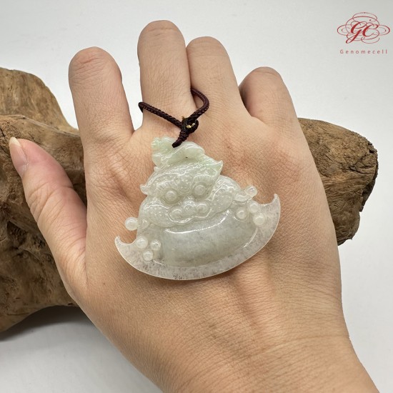【肌容雪】天然緬甸A貨冰翡翠招財辟邪吉祥物吊墜繩 編號500
