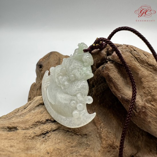 【肌容雪】天然緬甸A貨冰翡翠招財辟邪吉祥物吊墜繩 編號500