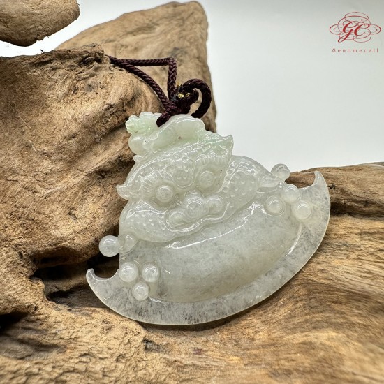 【肌容雪】天然緬甸A貨冰翡翠招財辟邪吉祥物吊墜繩 編號500