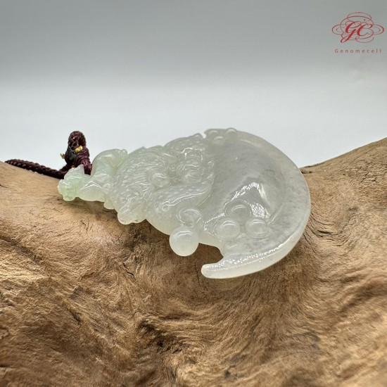 【肌容雪】天然緬甸A貨冰翡翠招財辟邪吉祥物吊墜繩 編號500