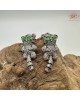 【肌容雪】天然緬甸A貨綠翡翠Q版小老虎造型耳針 編號507