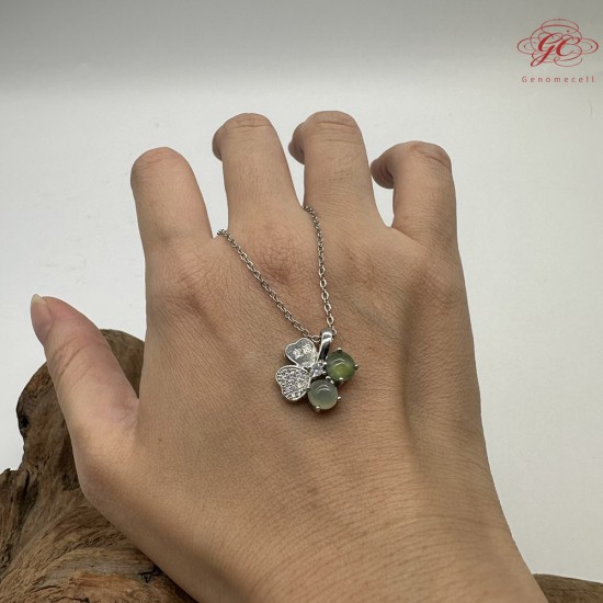 【肌容雪】天然緬甸A貨綠翡翠四葉草造型項鍊 編號511