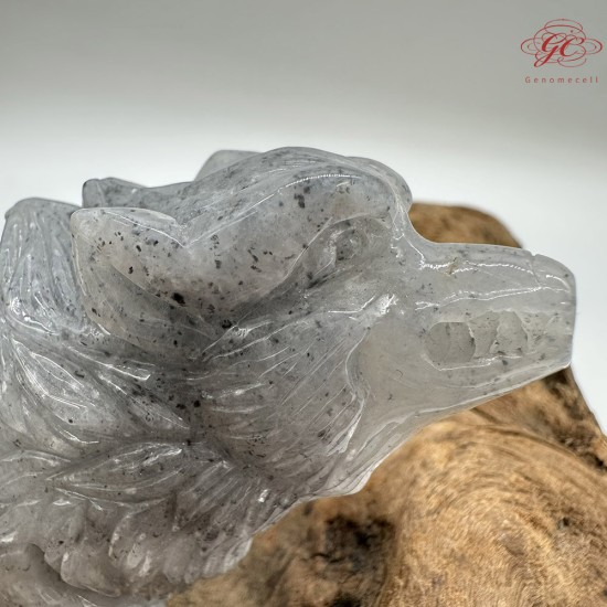 【肌容雪】天然緬甸A貨烏雞翡翠狼型擺件 編號521