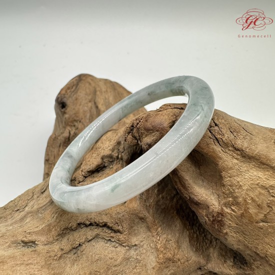 【肌容雪】天然緬甸A貨冰飄花翡翠圓條手鐲 編號524(鐲圍55.5mm#17.5號)