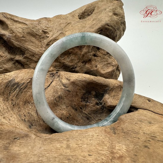 【肌容雪】天然緬甸A貨冰飄花翡翠圓條手鐲 編號524(鐲圍55.5mm#17.5號)