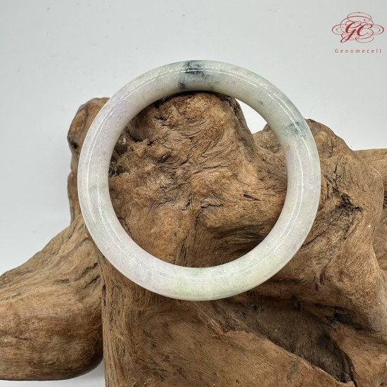 【肌容雪】天然緬甸A貨多彩翡翠圓條手鐲 編號526(鐲圍55.9mm#17.5號)