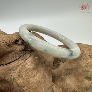 【肌容雪】天然緬甸A貨多彩翡翠圓條手鐲 編號526(鐲圍55.9mm#17.5號)
