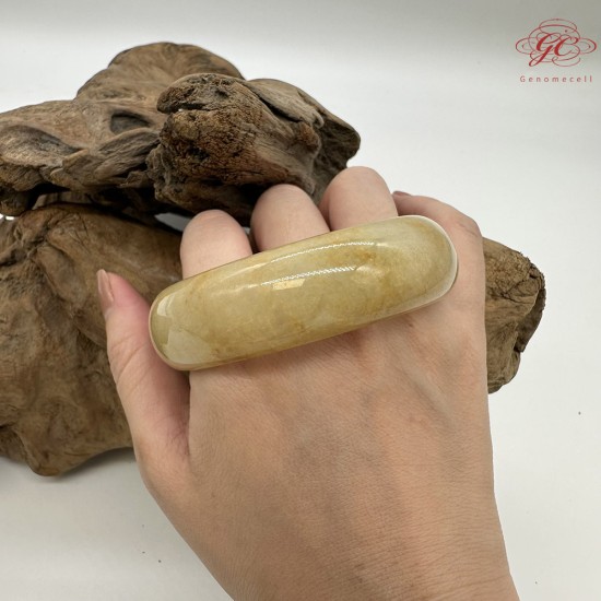 【肌容雪】天然緬甸A貨黃翡翠正圈手鐲 編號529(鐲圍61.3mm#19.5號)