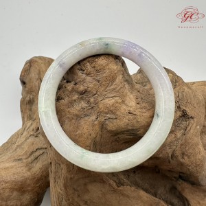 【肌容雪】天然緬甸A貨春彩飄花翡翠圓條手鐲 編號538(鐲圍56.5mm#18號)