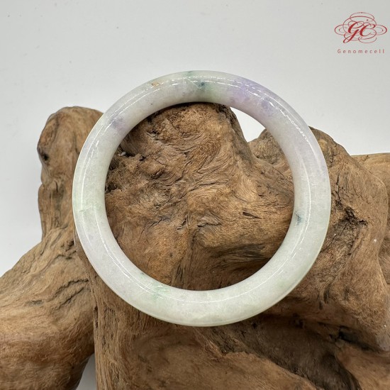 【肌容雪】天然緬甸A貨春彩飄花翡翠圓條手鐲 編號538(鐲圍56.5mm#18號)