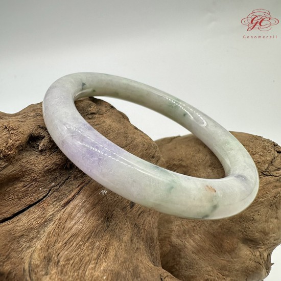 【肌容雪】天然緬甸A貨春彩飄花翡翠圓條手鐲 編號538(鐲圍56.5mm#18號)