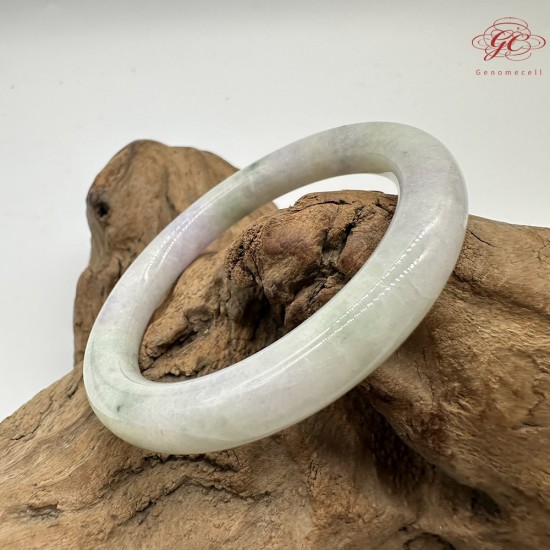 【肌容雪】天然緬甸A貨春彩飄花翡翠圓條手鐲 編號538(鐲圍56.5mm#18號)