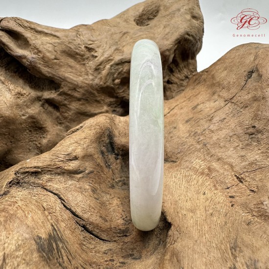 【肌容雪】天然緬甸A貨春彩飄花翡翠圓條手鐲 編號538(鐲圍56.5mm#18號)
