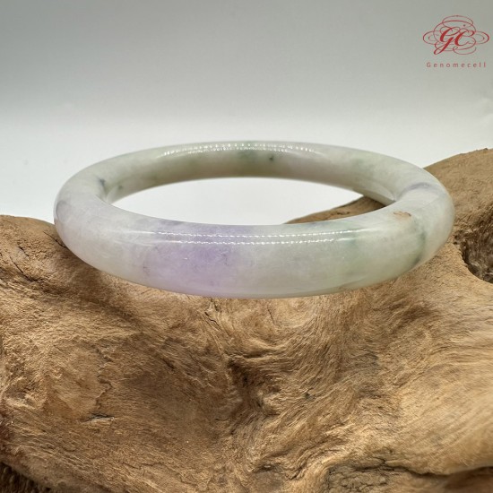 【肌容雪】天然緬甸A貨春彩飄花翡翠圓條手鐲 編號538(鐲圍56.5mm#18號)