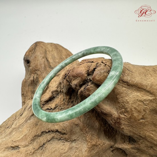 【肌容雪】天然緬甸A貨滿綠飄花翡翠叮噹鐲 編號546(鐲圍57.2mm#18號)