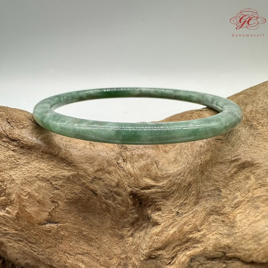 【肌容雪】天然緬甸A貨滿綠飄花翡翠叮噹鐲 編號546(鐲圍57.2mm#18號)