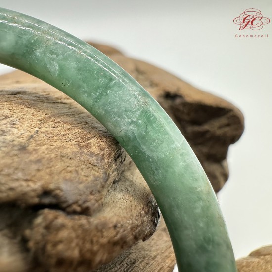 【肌容雪】天然緬甸A貨滿綠飄花翡翠叮噹鐲 編號546(鐲圍57.2mm#18號)