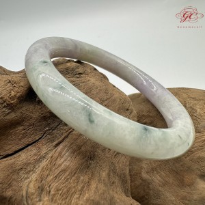 【肌容雪】天然緬甸A貨紫飄花翡翠圓條手鐲 編號555(鐲圍56.2mm#17.5號)