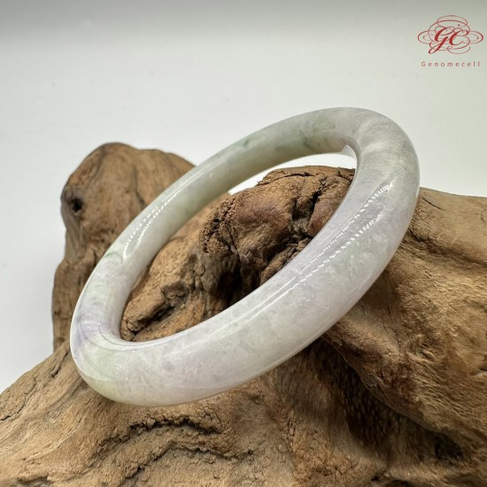 【肌容雪】天然緬甸A貨紫飄花翡翠圓條手鐲 編號555(鐲圍56.2mm#17.5號)