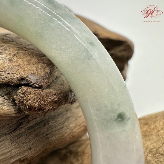 【肌容雪】天然緬甸A貨紫飄花翡翠圓條手鐲 編號555(鐲圍56.2mm#17.5號)
