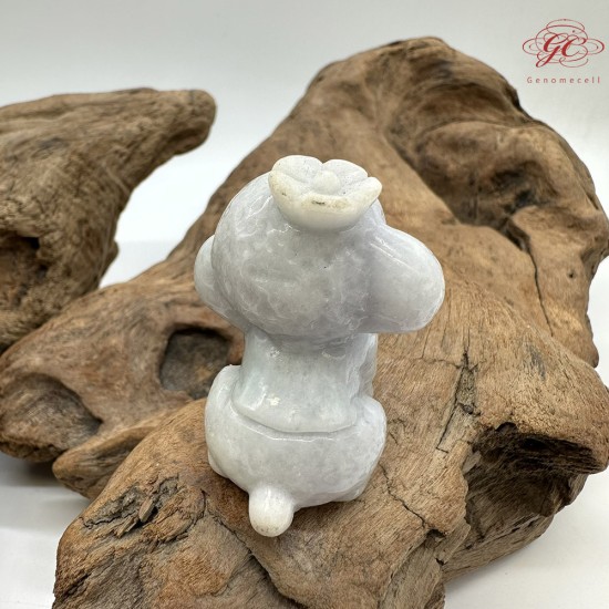 【肌容雪】天然緬甸A貨紫羅蘭翡翠貴賓狗造型擺件 編號565
