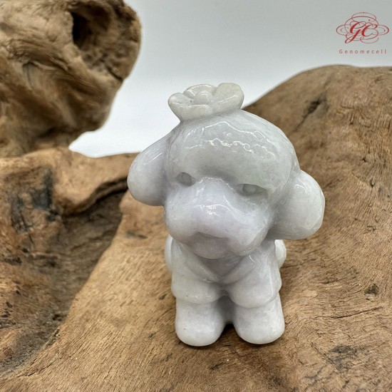 【肌容雪】天然緬甸A貨紫羅蘭翡翠貴賓狗造型擺件 編號565