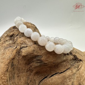 【肌容雪】天然緬甸A貨白冰翡翠單圈手串 編號576