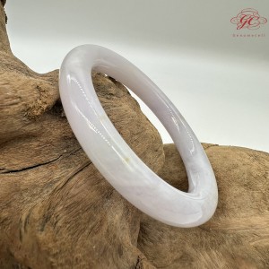 【肌容雪】天然緬甸A貨粉紫翡翠圓條手鐲 編號583(鐲圍54.1mm#17號)