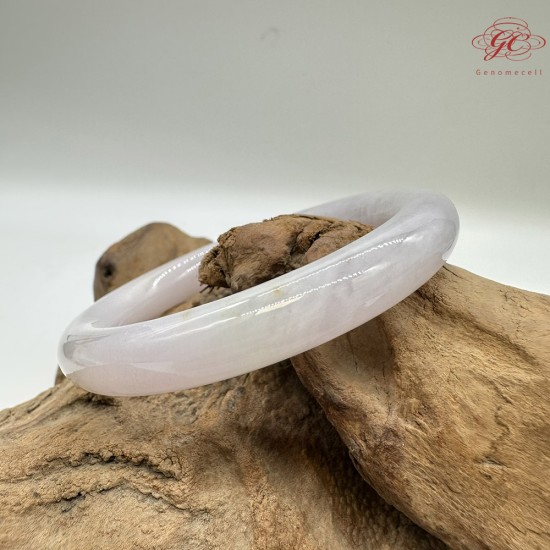 【肌容雪】天然緬甸A貨粉紫翡翠圓條手鐲 編號583(鐲圍54.1mm#17號)