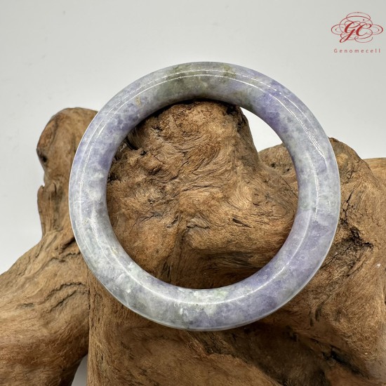 【肌容雪】天然緬甸A貨紫飄綠花翡翠圓條手鐲 編號585(鐲圍56.8mm#18號)